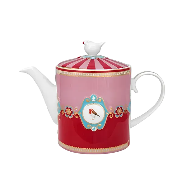 Pip Studio Love Birds Kırmızı Pembe Porselen Demlik 1300ml